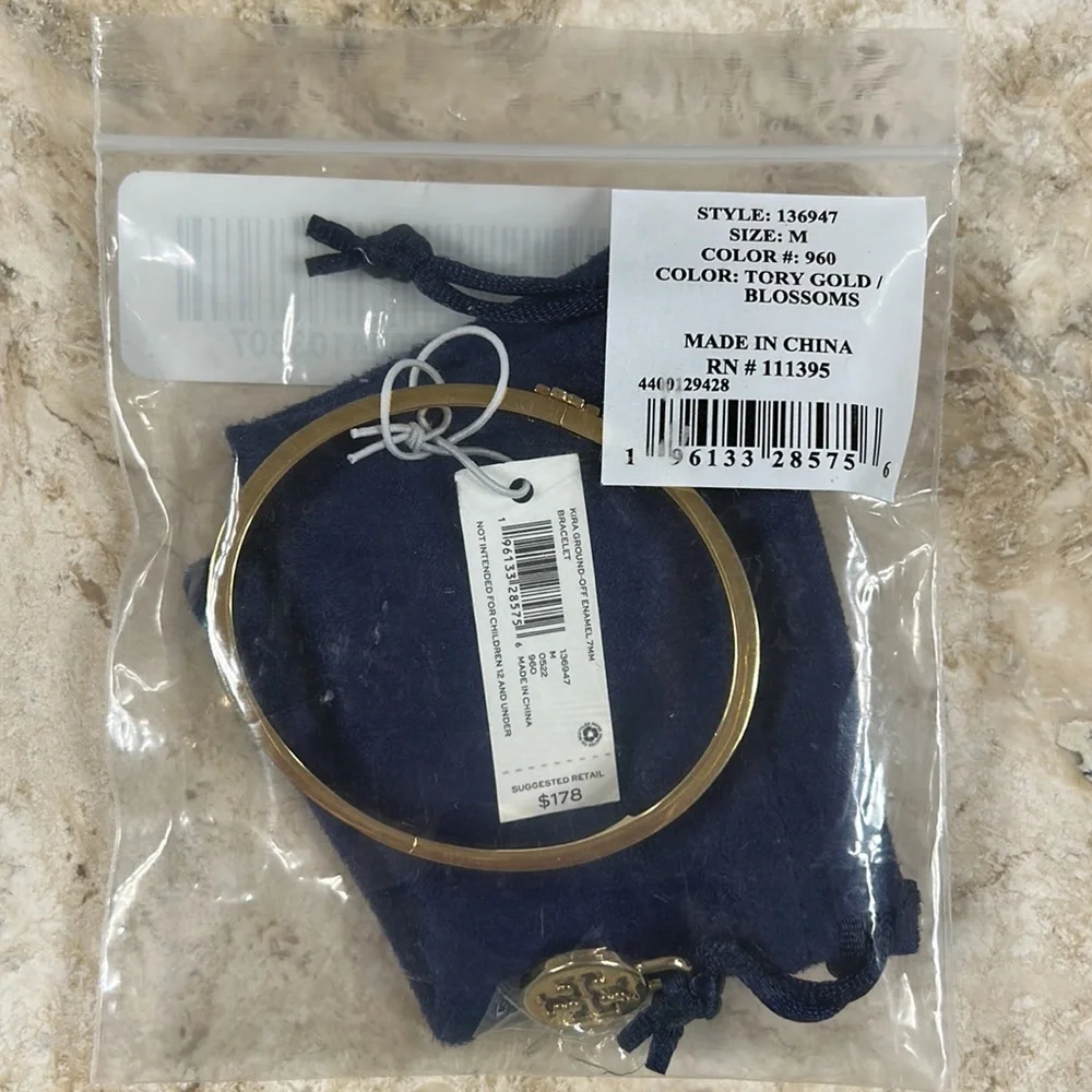 Tory Burch NWT Kira Blossom Ground-Off Enamel 7mm Bracelet MSRP $178